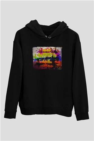 Peyzaj Siyah Unisex Hoodie