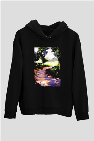 Peyzaj Siyah Unisex Hoodie