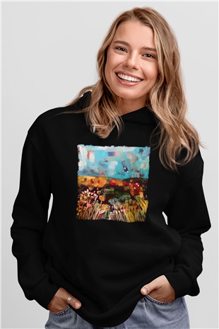 Peyzaj Siyah Unisex Hoodie