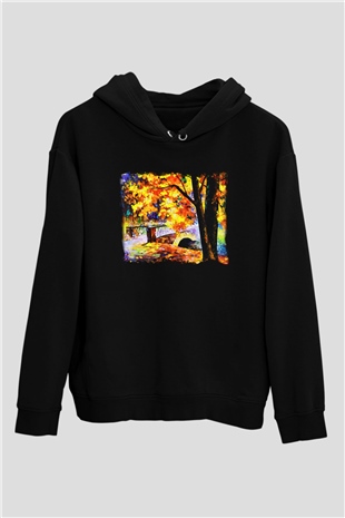 Peyzaj Siyah Unisex Hoodie