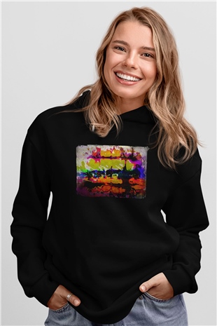 Peyzaj Siyah Unisex Hoodie