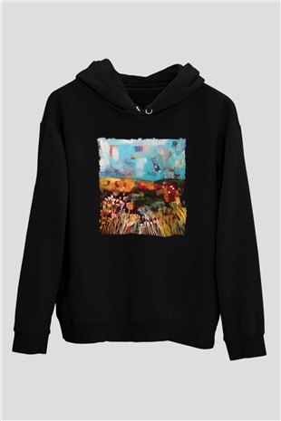 Peyzaj Siyah Unisex Hoodie