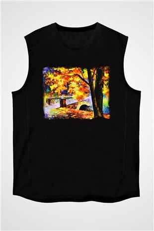 Peyzaj Siyah Unisex Kolsuz Tişört