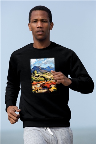 Peyzaj Siyah Unisex Sweatshirt