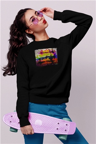 Peyzaj Siyah Unisex Sweatshirt