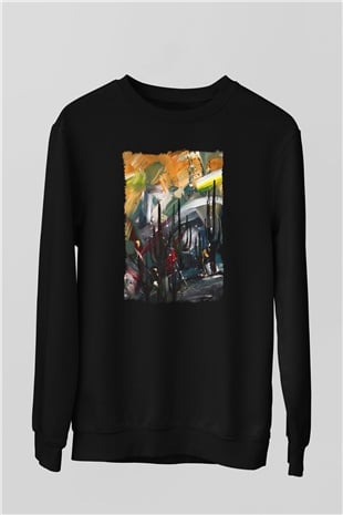 Peyzaj Siyah Unisex Sweatshirt