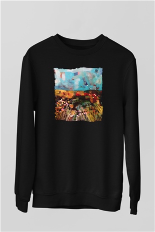 Peyzaj Siyah Unisex Sweatshirt