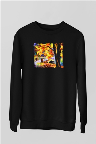 Peyzaj Siyah Unisex Sweatshirt