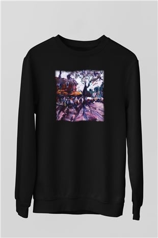 Peyzaj Siyah Unisex Sweatshirt