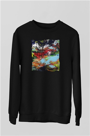 Peyzaj Siyah Unisex Sweatshirt