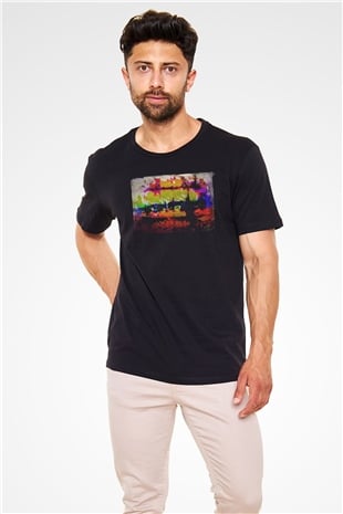 Peyzaj Siyah Unisex Tişört T-Shirt - TişörtFabrikası