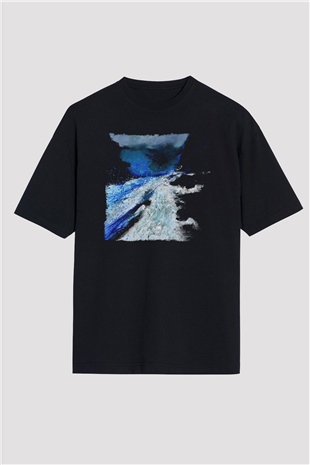 Peyzaj Siyah Oversize Tişört Oversize T-shirt - TişörtFabrikası