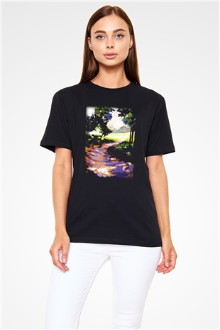 Peyzaj Siyah Unisex Tişört T-Shirt - TişörtFabrikası
