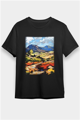 Peyzaj Siyah Unisex Tişört T-Shirt - TişörtFabrikası