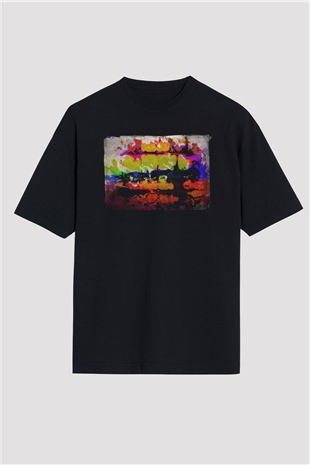 Peyzaj Siyah Oversize Tişört Oversize T-shirt - TişörtFabrikası