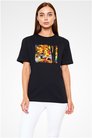 Peyzaj Siyah Unisex Tişört T-Shirt - TişörtFabrikası