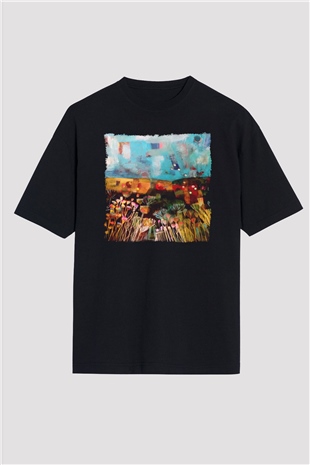 Peyzaj Siyah Unisex Tişört T-Shirt - TişörtFabrikası