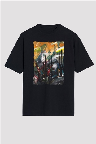 Peyzaj Siyah Oversize Tişört Oversize T-shirt - TişörtFabrikası