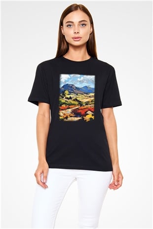 Peyzaj Siyah Unisex Tişört T-Shirt - TişörtFabrikası