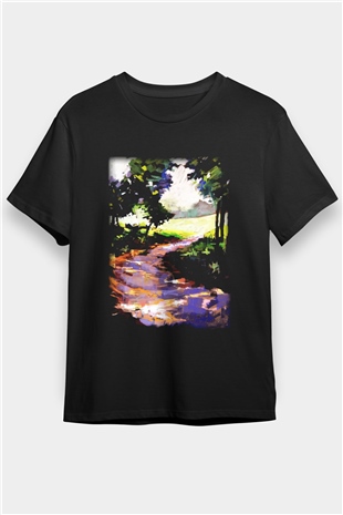 Peyzaj Siyah Unisex Tişört T-Shirt - TişörtFabrikası