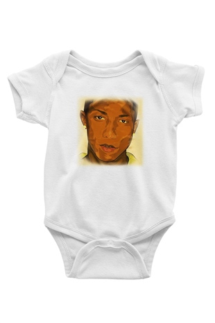 Pharrel Williams Baskılı Beyaz Unisex Bebek Body - Zıbın