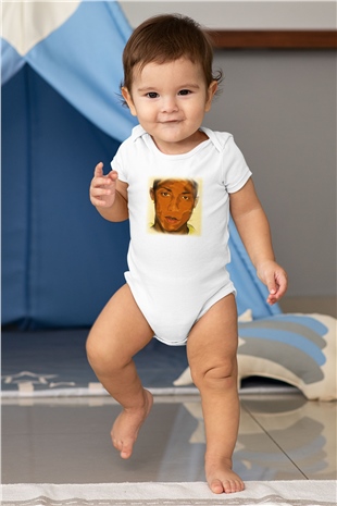 Pharrel Williams Baskılı Beyaz Unisex Bebek Body - Zıbın