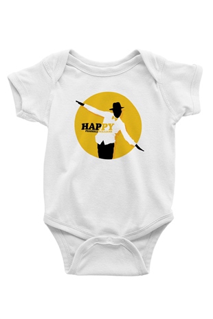 Pharrel Williams Baskılı Beyaz Unisex Bebek Body - Zıbın