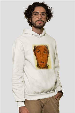 Pharrel Williams Beyaz Unisex Kapşonlu Sweatshirt