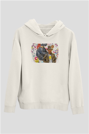 Pharrel Williams Beyaz Unisex Kapüşonlu Sweatshirt