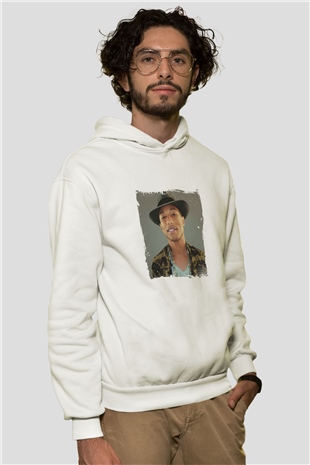 Pharrell Williams Baskılı Unisex Beyaz Kapüşonlu Sweatshirt