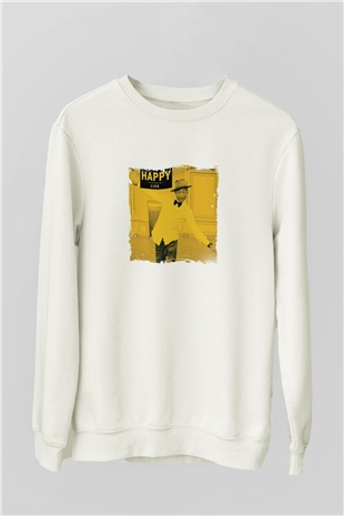 Pharrell Williams Baskılı Unisex Beyaz Sweatshirt