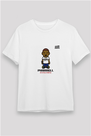 Pharrell Williams Baskılı Unisex Beyaz Tişört