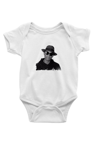 Pharrell Williams Baskılı Unisex Beyaz Bebek Body - Zıbın