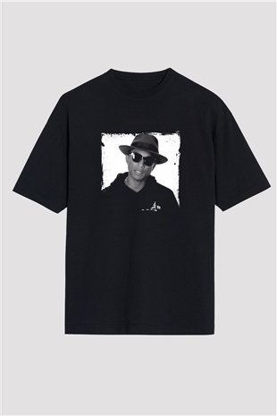 Pharrell Williams Baskılı Unisex Oversize Siyah Tişört