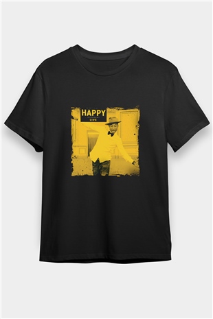 Pharrell Williams Baskılı Unisex Siyah Tişört
