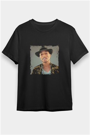 Pharrell Williams Baskılı Unisex Siyah Tişört