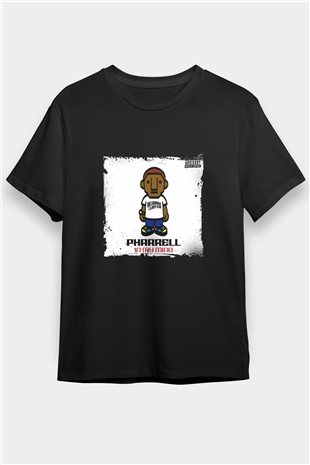 Pharrell Williams Baskılı Unisex Siyah Tişört