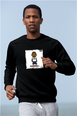 Pharrell Williams Baskılı Unisex Siyah Sweatshirt