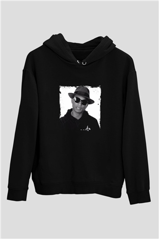 Pharrell Williams Baskılı Unisex Siyah Hoodie