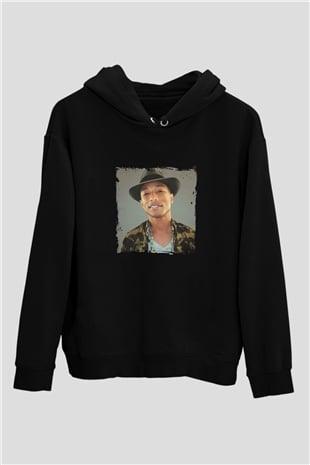 Pharrell Williams Baskılı Unisex Siyah Hoodie