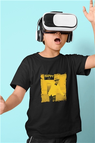 Pharrell Williams Baskılı Unisex Siyah Çocuk Tişört
