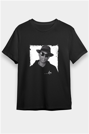 Pharrell Williams Baskılı Unisex Siyah Tişört