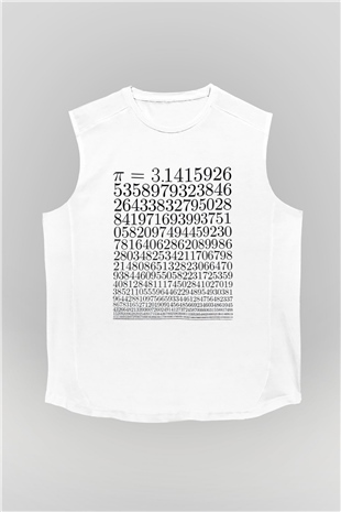 Pi Sayısı Baskılı Unisex Beyaz Tişört Baskılı Unisex Siyah Kolsuz Tişört