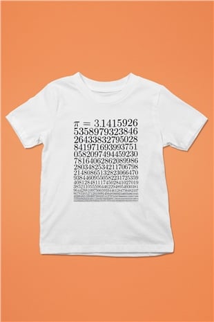Pi Sayısı Baskılı Unisex Beyaz Tişört Baskılı Unisex Siyah Çocuk Tişört