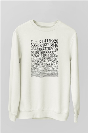 Pi Sayısı Baskılı Unisex Beyaz Tişört Baskılı Unisex Siyah Sweatshirt