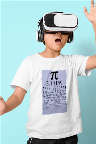 Pi Sayısı Matematik Sabiti Baskılı Unisex Beyaz Çocuk Tişört