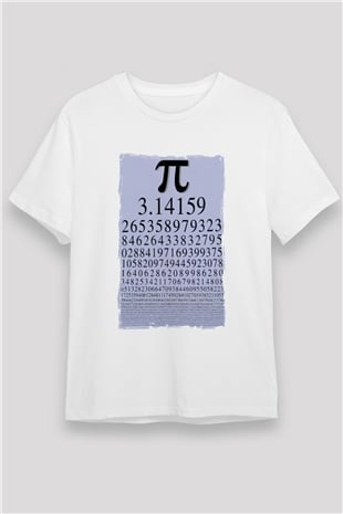 Pi Sayısı Matematik Sabiti Baskılı Unisex Beyaz Tişört