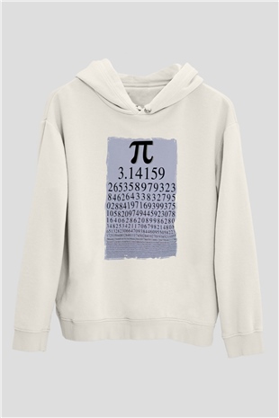 Pi Sayısı Matematik Sabiti Baskılı Unisex Beyaz Hoodie