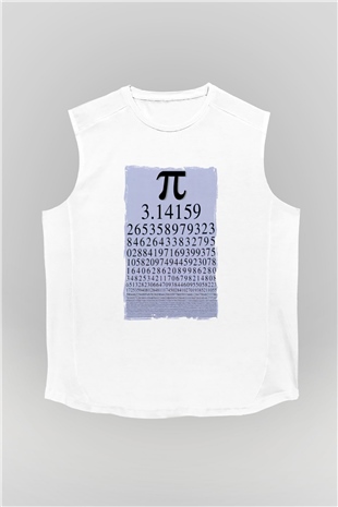 Pi Sayısı Matematik Sabiti Baskılı Unisex Beyaz Kolsuz Tişört