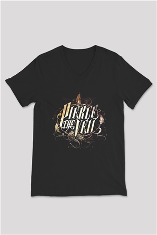 Pierce the Veil Siyah Unisex V Yaka Tişört T-Shirt